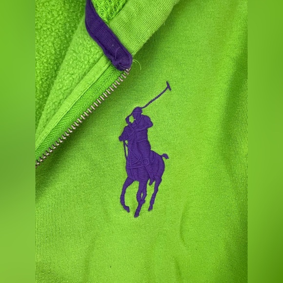 Ralph Lauren Womens Vibrant Green Zip-Up Hoodie Sz M - Picture 2 of 4
